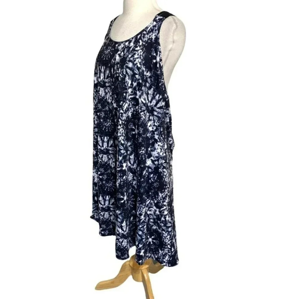 Apt 9 Women's Plus Size 3X Tie Dye Sleeveless Swing Dress Black White